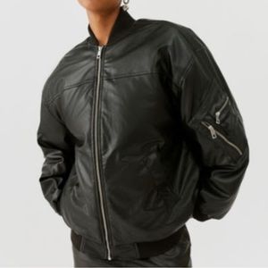 UO BDG Marcy Faux Leather Oversized Bomber Jacket